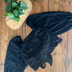 Express black crop top, open tie back, size large